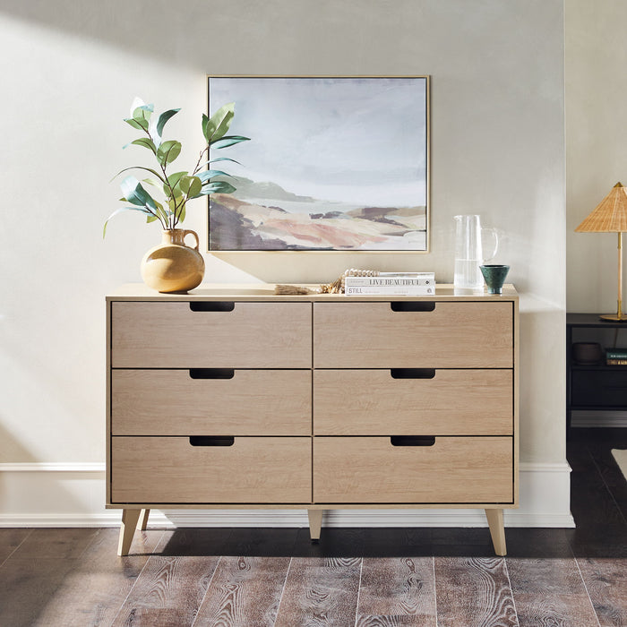 Mid-Century Hans 6 Drawer Dresser With Cut-Out Handles