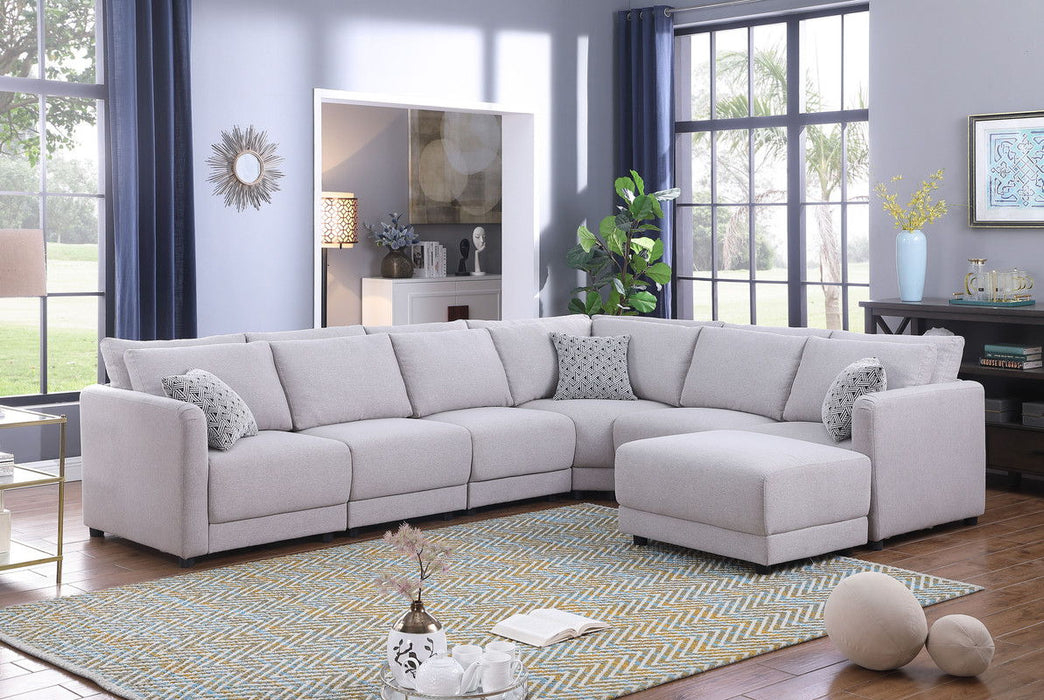 Penelope - Fabric Reversible Modular Sectional Sofa With Ottoman And Pillows