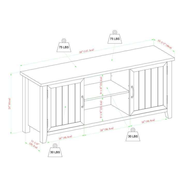 Classic Grooved Door TV Stand For TVs Up To 65" - White Oak