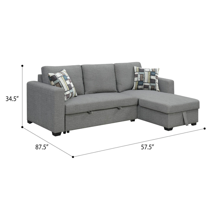 Pensole - Reversible Pop-Up Sleeper Sectional - Gray