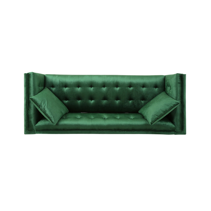 Comfy 3 Seat Sofa With Metal Legs, Modern For Living Room And Study - Emerald