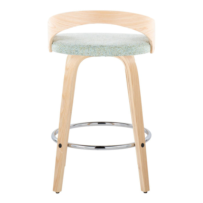 Grotto - Contemporary Fixed Height Counter Stool With Swivel With Round Footrest (Set of 2)