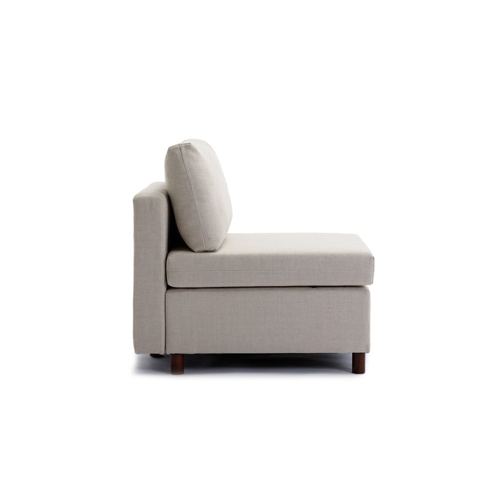 Single Seat Module Sofa Sectional Couch With Armrest With 1 Ottoman, Cushion Covers Non-Removable And Non-Washable