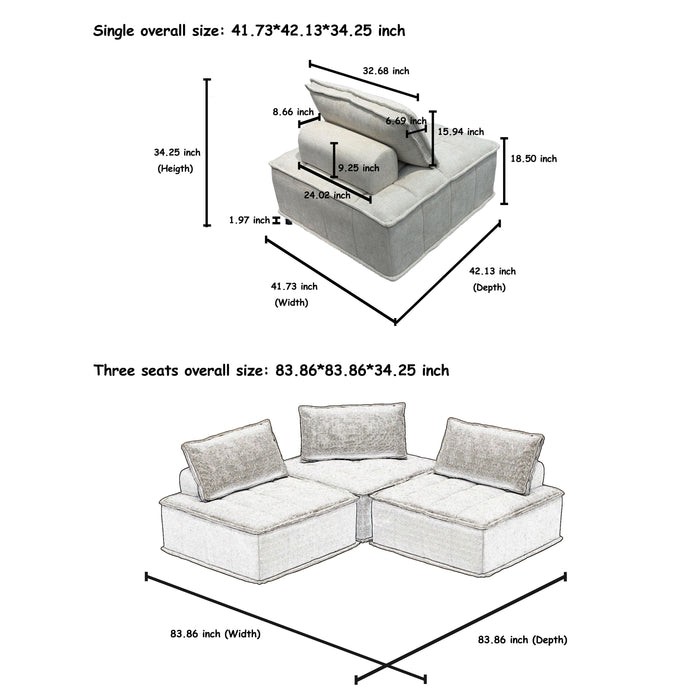 Luxury L-Shaped Modular Sofa With Hidden Legs, Adjustable Cushions, And Spring Seats - Perfect For Modern Living Room