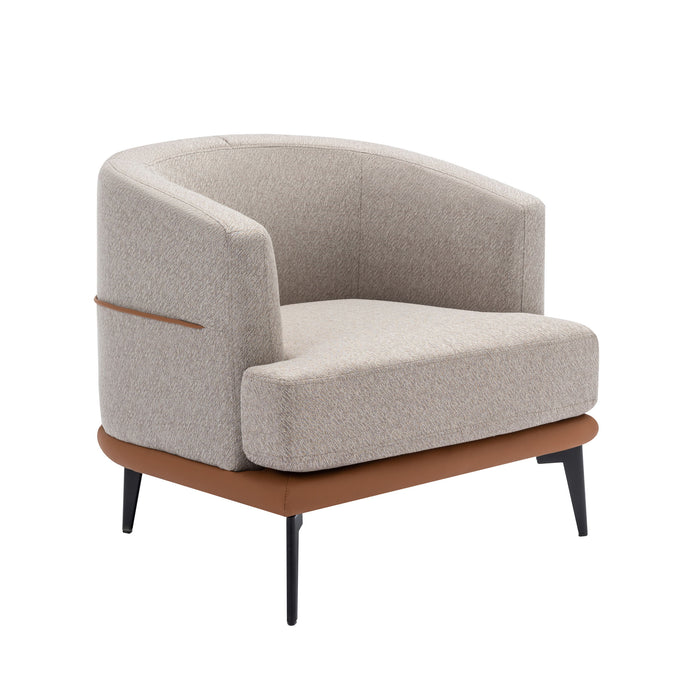 Modern Two-Tone Barrel Chair, Upholstered Round Armchair For Living Room Bedroom Reading Room