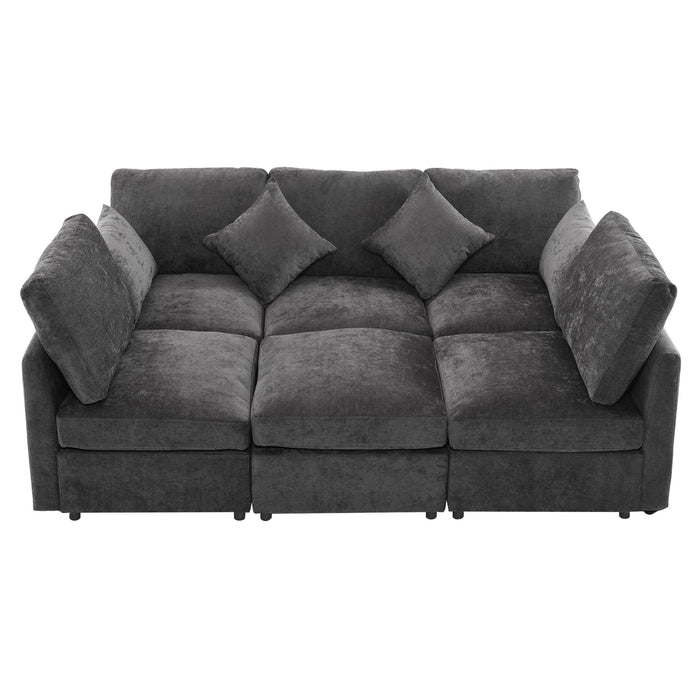 Sectional Sofa Modular Sofa U - Shaped Sofa Couch Sofa Bed L - Shaped Sofa With A Movable Ottoman And Two USB Ports For Living Room