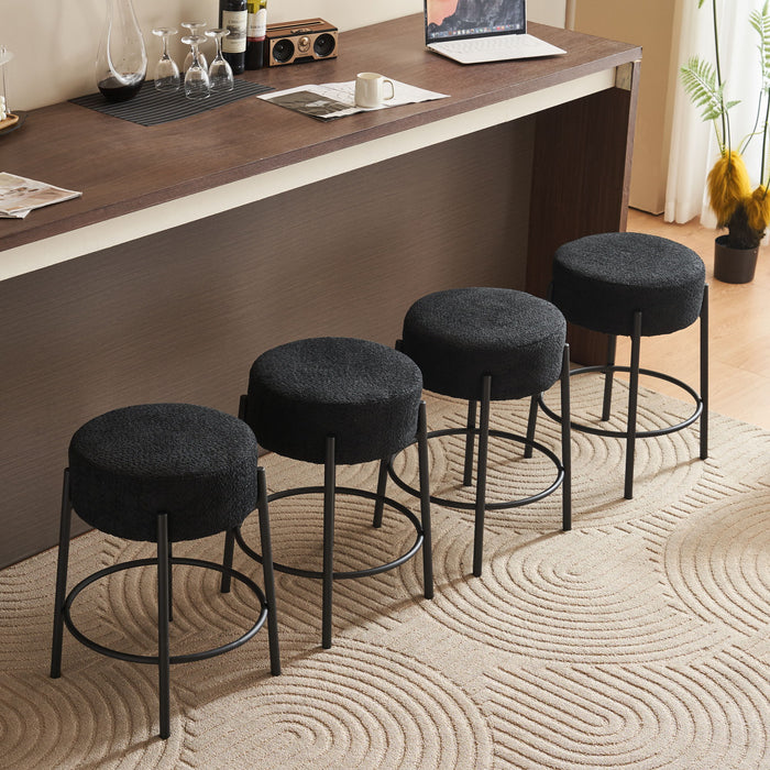 Round Bar Stools (Set of 2), Contemporary Upholstered Dining Stools For Kitchens, Coffee Shops And Bar Stores