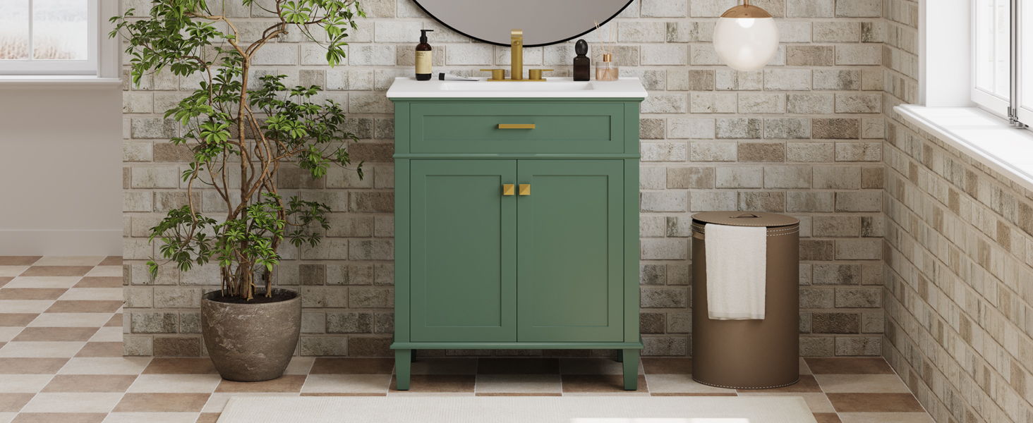 Bathroom Vanity With Ceramic Basin, Soft Close Door And Adjustable Shelves