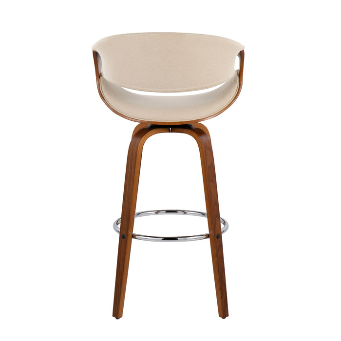 Curvini Mid - Century Modern Fixed Height Barstool With Swivel (Set of 2)