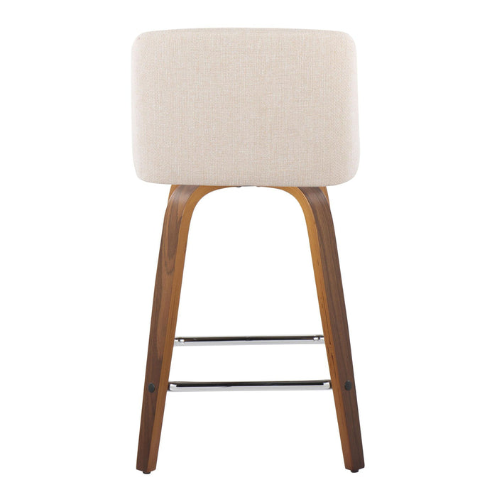 Toriano - Mid Century Modern Fixed Height Counter Stool With Swivel And Square Footrest (Set of 2)