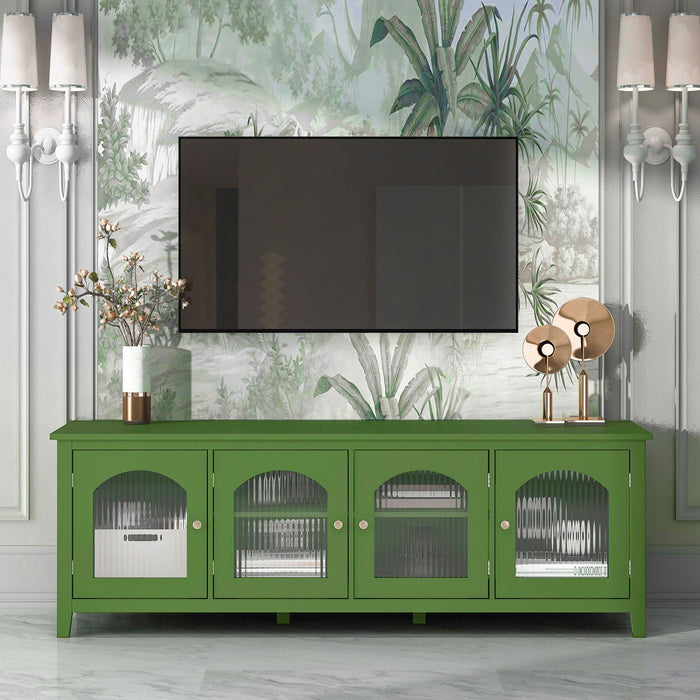 Stylish TV Cabinet, Entertainment CenterTV Stand, TVconsoletable, Media Console, Solidwood Frame, Changhong Glass Door, Metal Handle - Antique Green