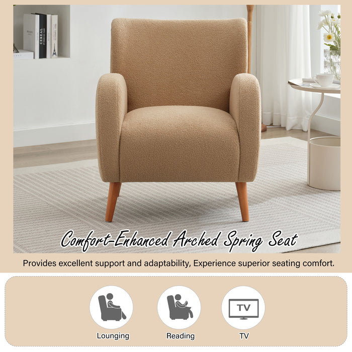 Modern Wing Back Lounge Chair Stylish Design, Soft Fabric, Solid Wood Legs, Durable Frame