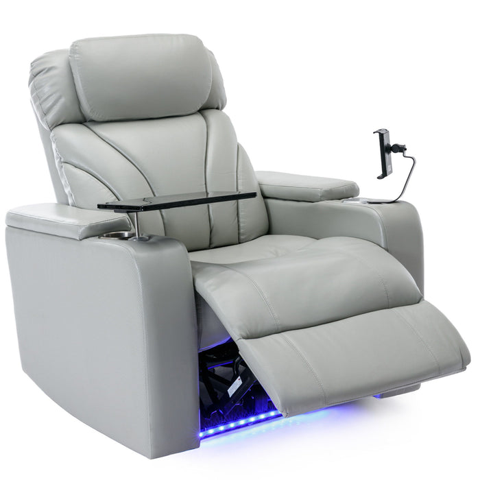 Power Motion Recliner With USB Charging Port And Hidden Arm Storage, Home Theater Seating With Convenient Cup Holder Design, And Stereo