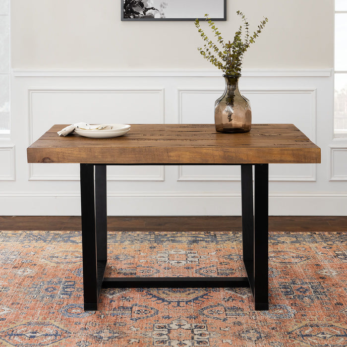 Rustic Metal And Solid Distressed Dining Table