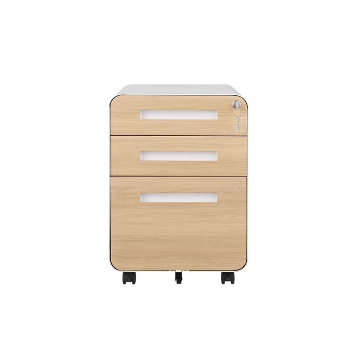 3 Drawer Mobile File Cabinet Under Desk Office, Simple Style Versatile Storage Cabinet For Legal / Letter / A4 Files, 5 Wheel Design Anti-Tilting Cold Rolled Steel Waterproof Moisture-Proof