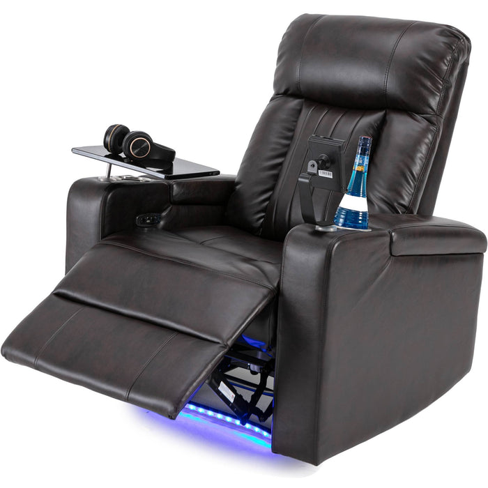 Premium Power Recliner With Storage Arms, Cupholders, Swivel Tray Table And Cell Phone Stand