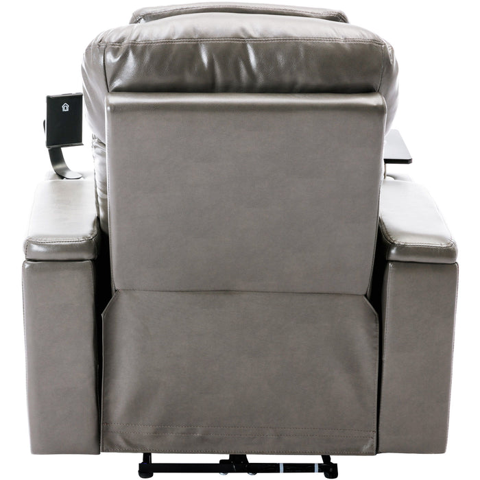 Power Motion Recliner With USB Charging Port And Hidden Arm Storage, Home Theater Seating With Convenient Cup Holder Design, And Stereo