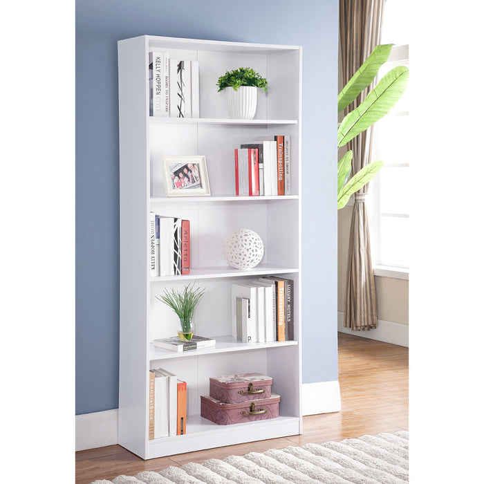 Bookcase Display, Modern Bookstand With Five Shelves - White