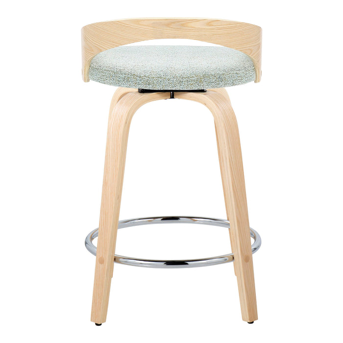 Grotto - Contemporary Fixed Height Counter Stool & Swivel, Round Footrest (Set of 2)