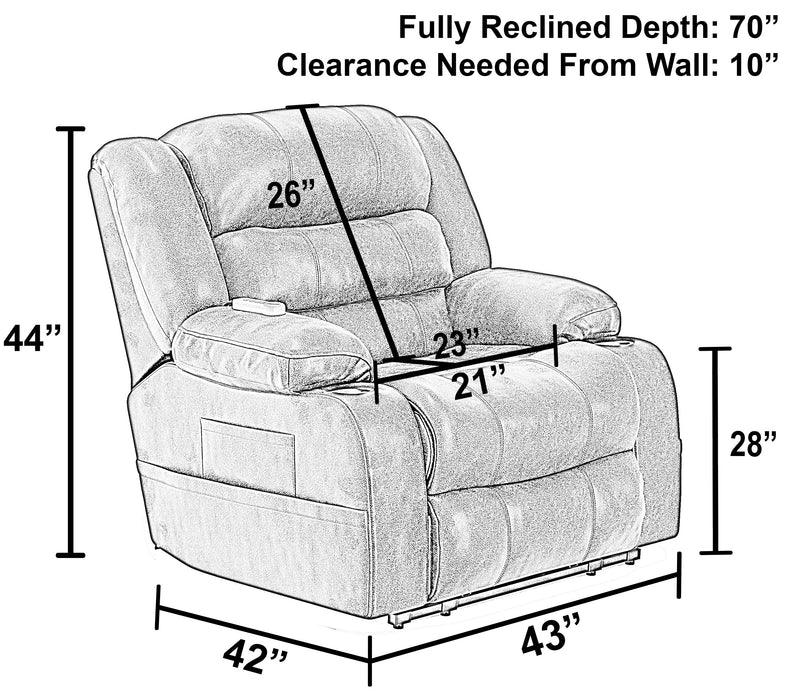 Tucker - Power Lift Recliner With Heat & Massage - Steel