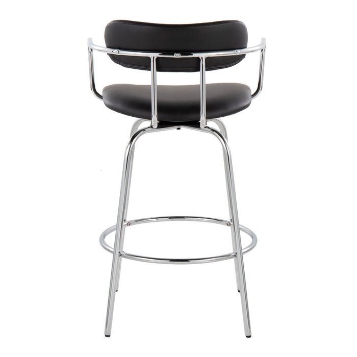 Demi - Contemporary Fixed Height Counter Stool With Swivel With Round Footrest (Set of 2)