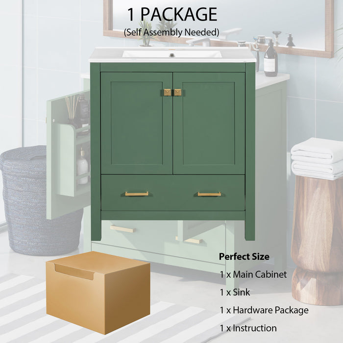 Bathroom Vanity With Single Sink, Combo Cabinet Undermount Sink, Bathroom Storage Cabinet With 2 Doors And A Drawer, Soft Closing, Multifunctional Storage, Solid Wood Frame