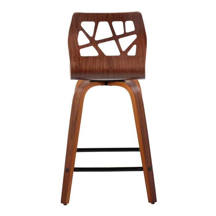 Folia - Mid Century Modern Fixed Height Counter Stool With Swivel With Square Footrest (Set of 2)