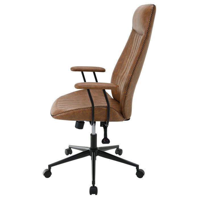 Ranger - Upholstered Adjustable Home Office Desk Chair- Brown