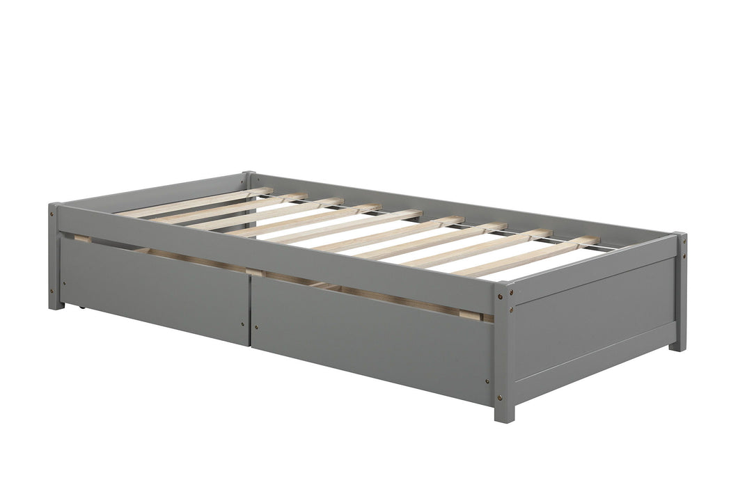 Twin Bed With 2 Drawers, No Box Spring Needed - Gray