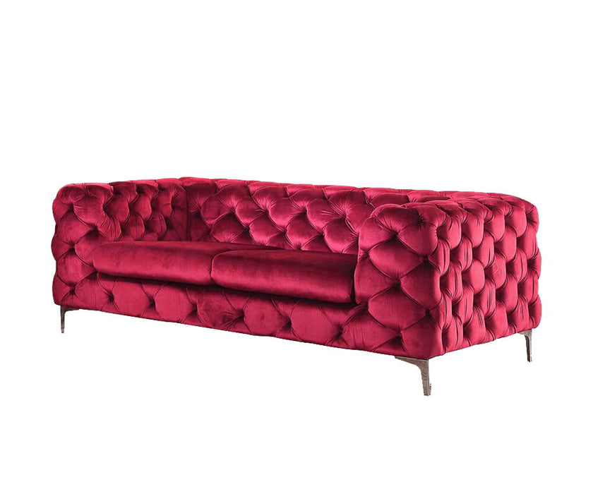 Adam - Velvet Loveseat - Red