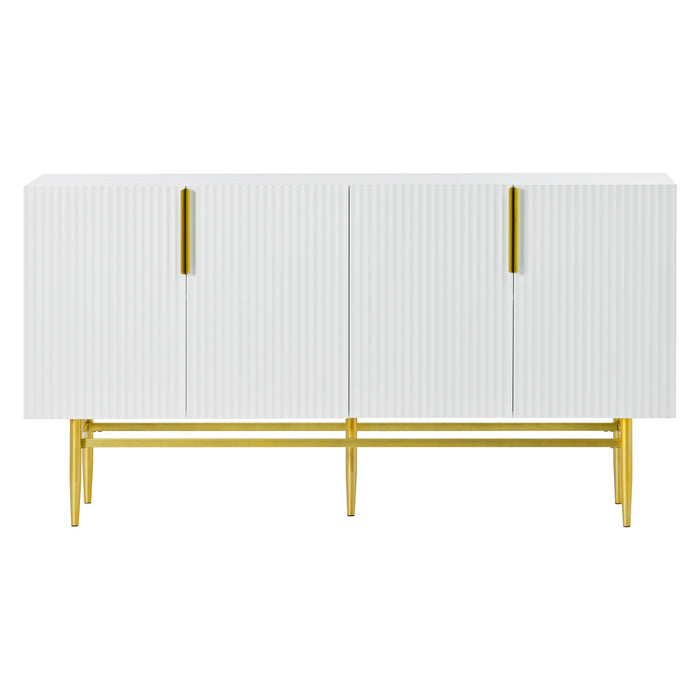 Modern Elegant 4 Door Sideboard Gold Metal Handle Buffet Cabinet For Dining Room, Living Room, Bedroom, Hallway