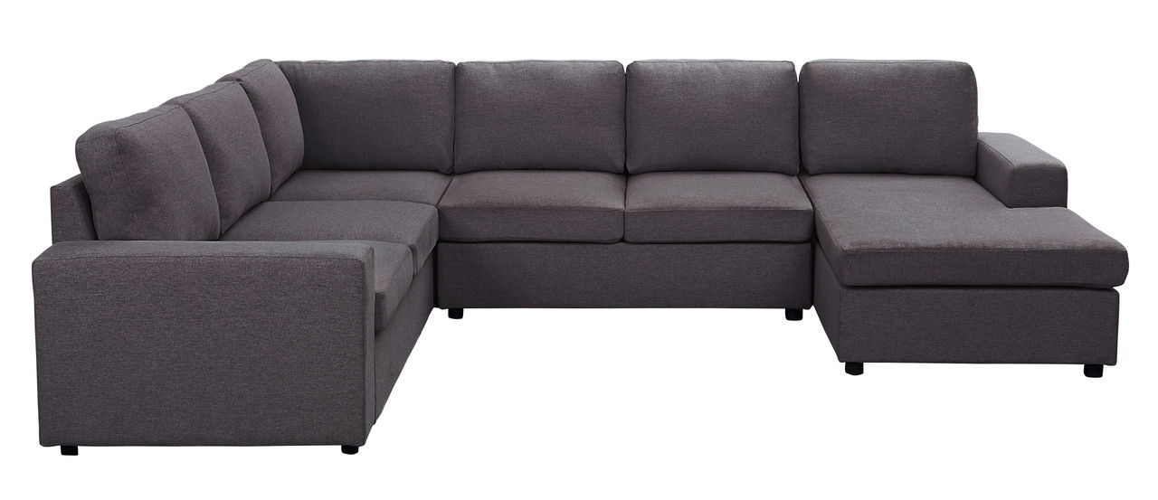 Warren - Linen 6 Seat Reversible Modular Sectional Sofa Chaise