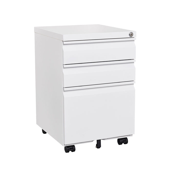 3 Drawer Mobile File Cabinet With Lock, Office Storage Filing Cabinet For Legal / Letter Size Metal File Cabinet Except Wheels Under Desk