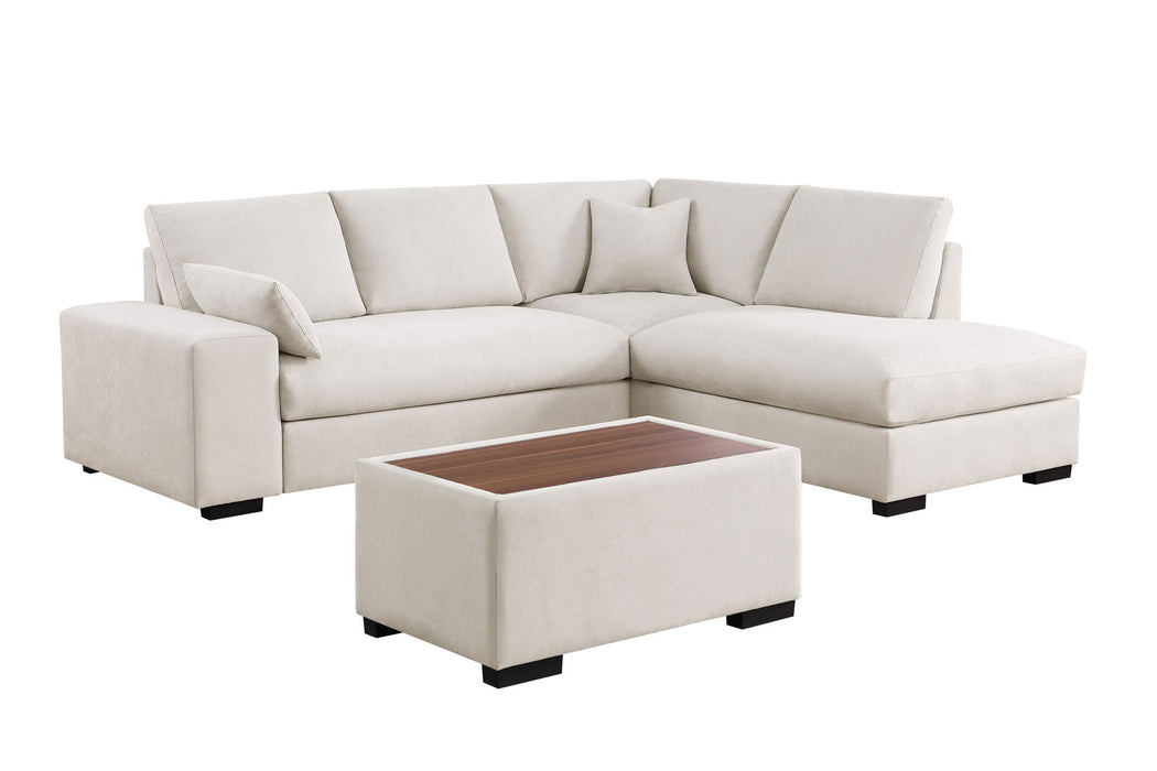 Joshua - 100" Sectional Sofa with Right Facing Chaise and Console Ottoman