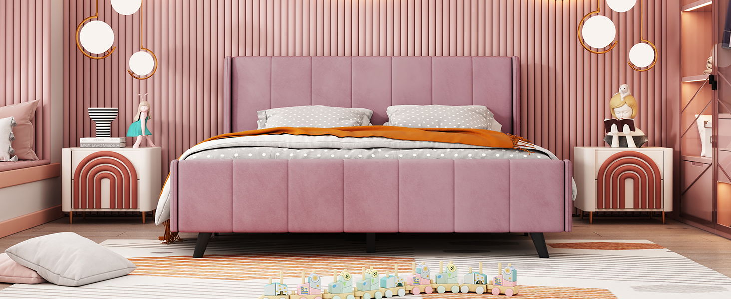 Upholstered Platform Bed, Velvet