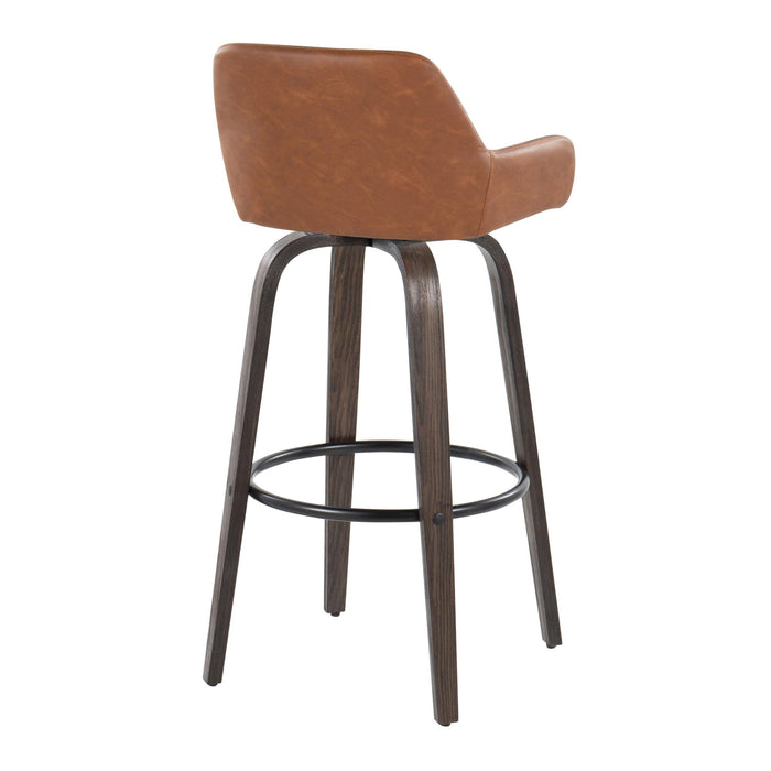 Daniella - Contemporary Fixed Height, Barstool With Swivel With Round Footrest (Set of 2)