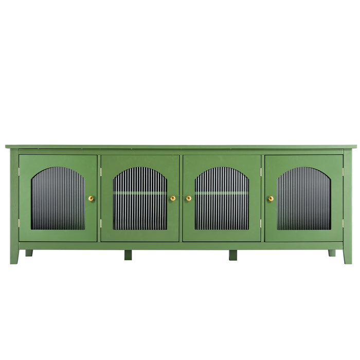 Stylish TV Cabinet, Entertainment CenterTV Stand, TVconsoletable, Media Console, Solidwood Frame, Changhong Glass Door, Metal Handle - Antique Green