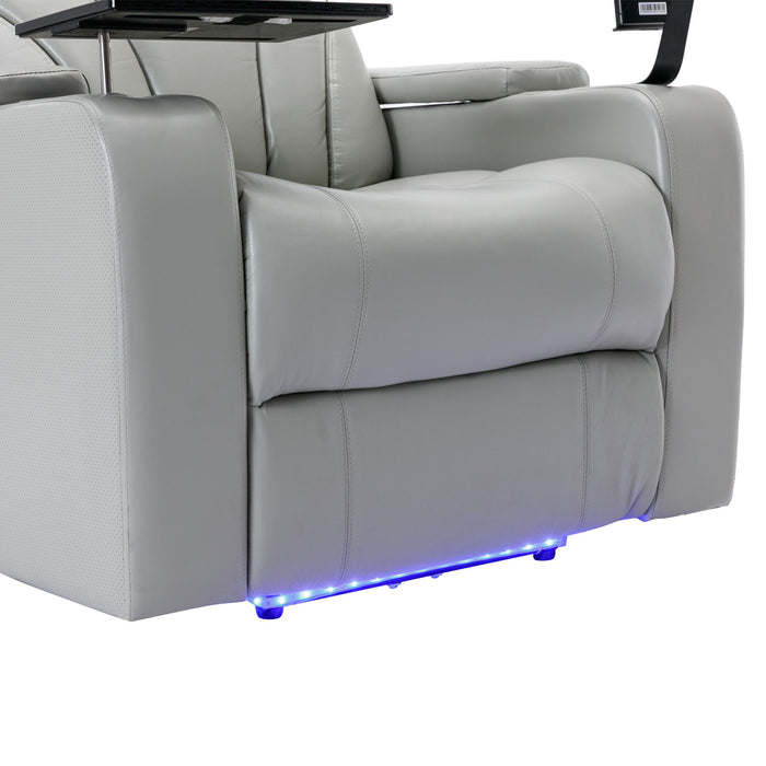 Power Motion Recliner With USB Charging Port And Hidden Arm Storage, Home Theater Seating With Convenient Cup Holder Design, And Stereo