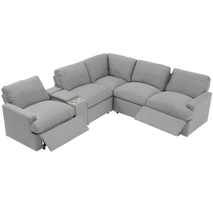 Power Recliner Corner Sofa Home Theater Reclining Sofa Sectional Couches With Storage Box, Cup Holders, USB Ports And Power Socket For Living Room