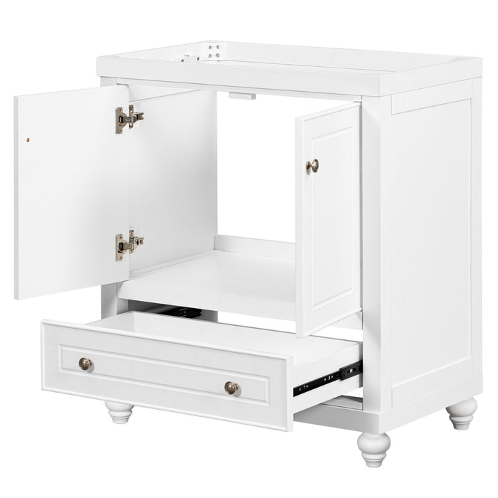 Bathroom Vanity Without Sink, Base Only, Cabinet With Doors And Drawer, Solid Frame And MDF Board - White