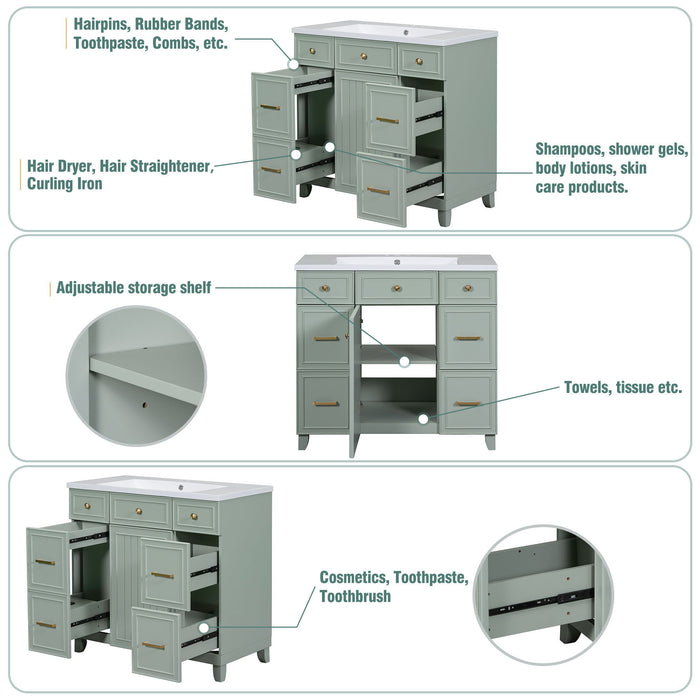 Bathroom Vanity Cabinet With Sink Top Combo Set, Single Sink, Shaker Cabinet With Soft Closing Door And Drawer