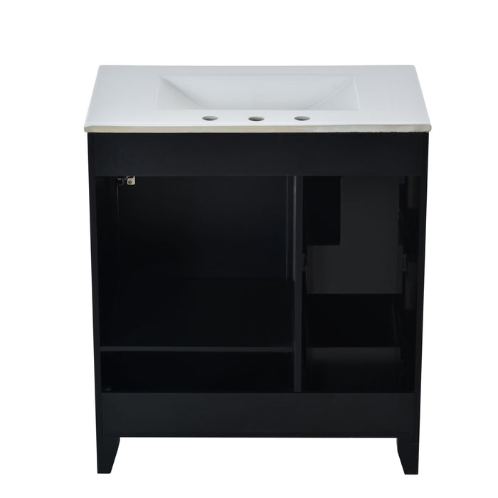 Bathroom Vanity Cabinet With Ceramic Basin, Double-Layer Drawer, Deep Drawer And Adjustable Shelf