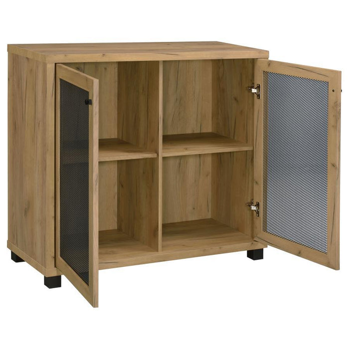 Mchale - Accent Cabinet With Two Mesh Doors - Golden Oak