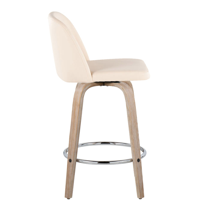 Toriano - Modern Design Fixed Height Counter Stool With Swivel With Round Footrest (Set of 2)