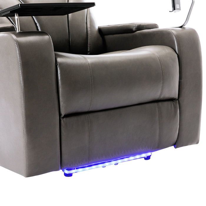 Power Motion Recliner With USB Charging Port And Hidden Arm Storage, Home Theater Seating With Convenient Cup Holder Design, And Stereo