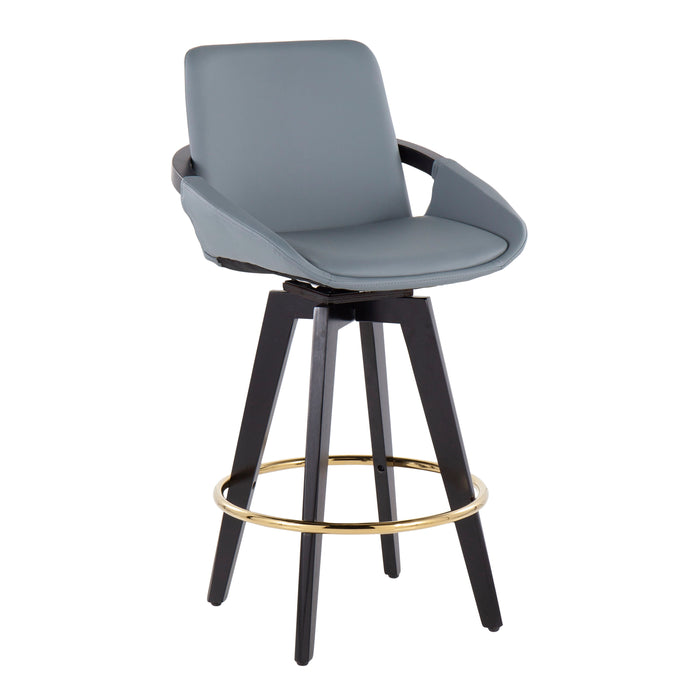 Cosmo - Contemporary Fixed Height Counter Stool With Swivel With Round Footrest (Set of 2)