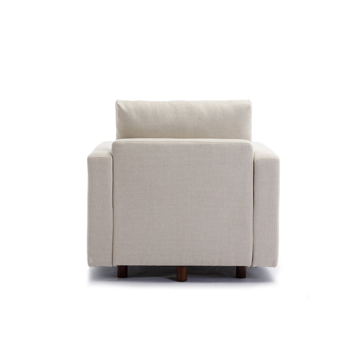 Single Seat Module Sofa Sectional Couch With Armrest With 1 Ottoman, Cushion Covers Non-Removable And Non-Washable