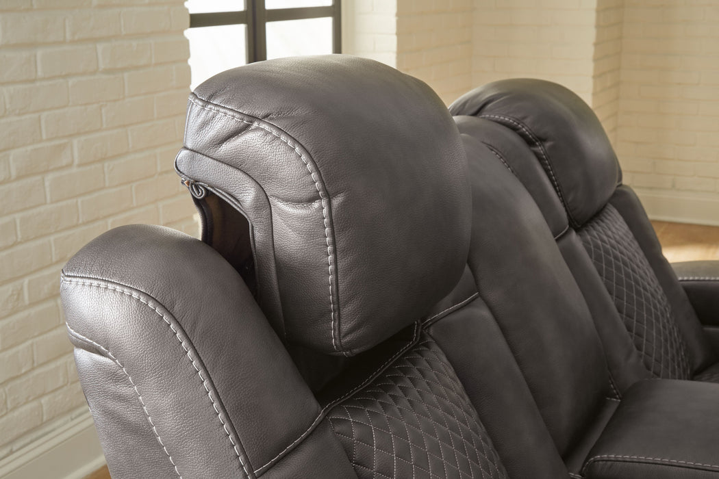 Fyne-dyme - Power Reclining Loveseat With Console/Adj Hdrst