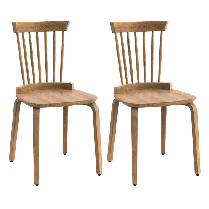 Solid Wood Slat Back Windsor Chair (Set of 2) - Natural