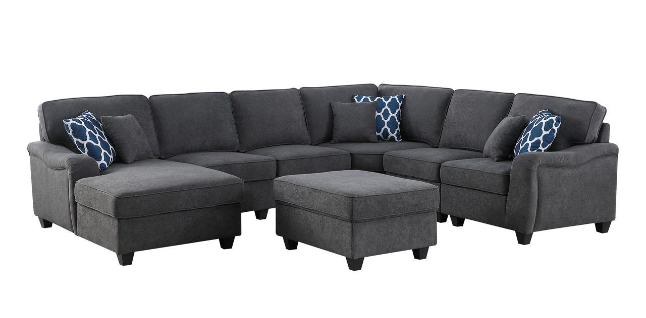 Leo - Woven Modular L-Shape Sectional Sofa And Ottoman